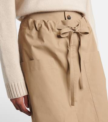 Tie-detail coated cotton midi skirt | Tod's