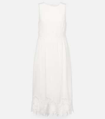 Bianca lace-trimmed midi dress | Velvet