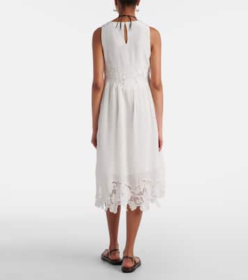 Bianca lace-trimmed midi dress | Velvet