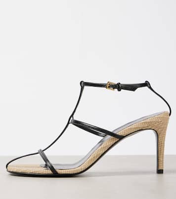 Cage 75 leather raffia-trimmed sandals | Khaite