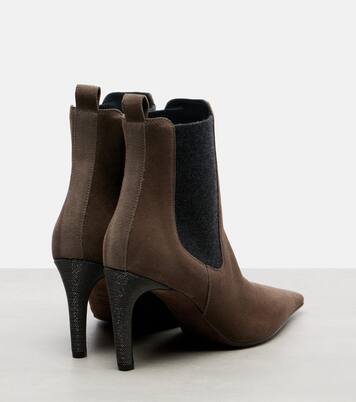 Ankle Boots Chelsea Monili aus Veloursleder | Brunello Cucinelli