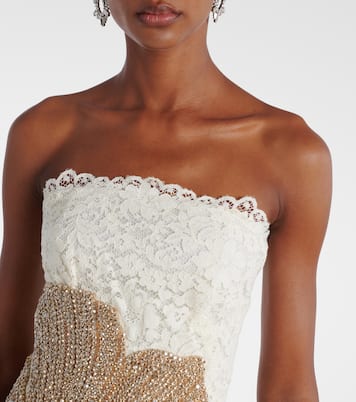 Verziertes Cocktailkleid Hallis aus Spitze | Costarellos