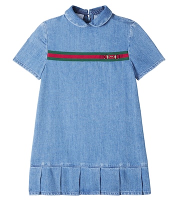 Horsebit Web Stripe denim dress | Gucci Kids