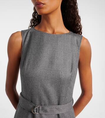 Vestido midi de lana virgen con cinturón | Brunello Cucinelli