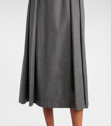 Vestido midi de lana virgen con cinturón | Brunello Cucinelli