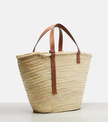 Anagram Large leather-trimmed basket bag | Loewe