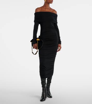 Tinette ruched off-shoulder midi dress | Veronica Beard