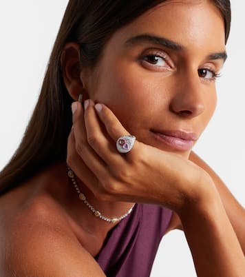 Bague en or blanc 18 ct, diamants et émail | Kamyen