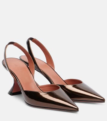 Holli 70 mirrored leather slingback pumps | Amina Muaddi