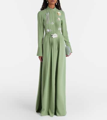 Embroidered silk-blend georgette gown | Oscar de la Renta