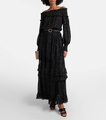 Top métallisé à encolure bardot | Self-Portrait