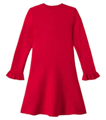 Floral-appliqué wool and cotton-blend dress | Self-Portrait Kids