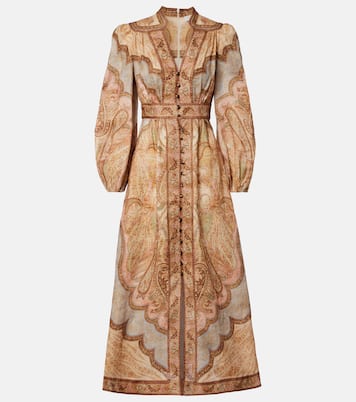 Robe chemise Wanderlust imprimée en lin | Zimmermann