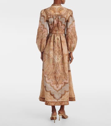 Robe chemise Wanderlust imprimée en lin | Zimmermann