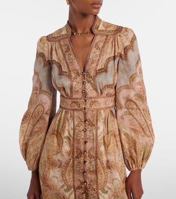 Robe chemise Wanderlust imprimée en lin | Zimmermann