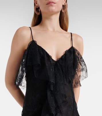 Ruffled sheer lace gown | Blumarine