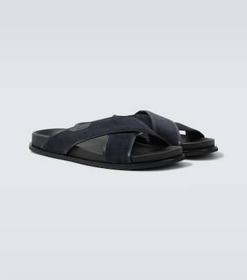 Leather-trimmed suede sandals | Brioni