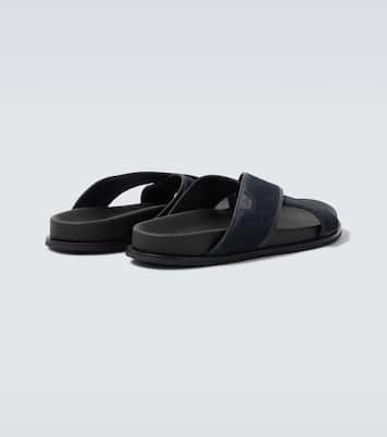 Leather-trimmed suede sandals | Brioni