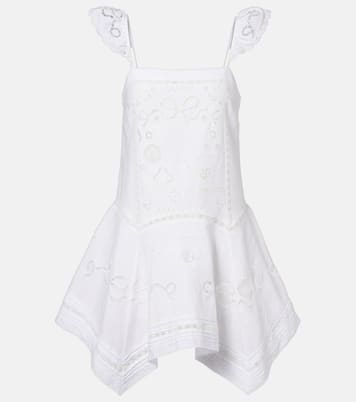 Embroidered linen and cotton poplin minidress | Self-Portrait
