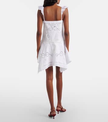 Embroidered linen and cotton poplin minidress | Self-Portrait