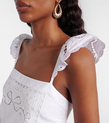 Embroidered linen and cotton poplin minidress | Self-Portrait