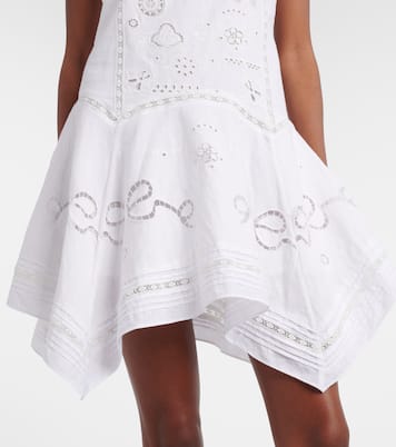 Embroidered linen and cotton poplin minidress | Self-Portrait