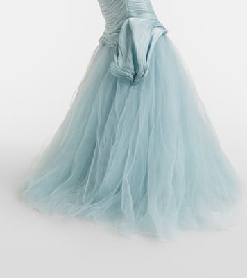 褶裥露肩紧身胸衣式长礼服 | Marmar Halim