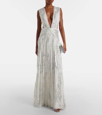 Robe longue Amalia en soie à fleurs | Costarellos