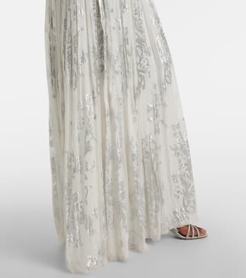 Robe longue Amalia en soie à fleurs | Costarellos