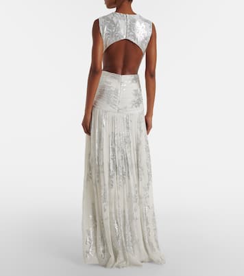 Robe longue Amalia en soie à fleurs | Costarellos