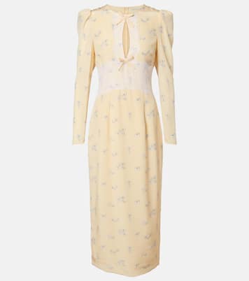 Lace-trimmed floral silk midi dress | Alessandra Rich