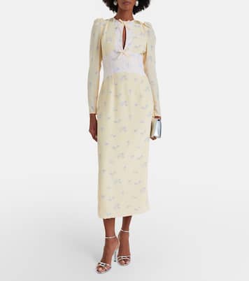 Lace-trimmed floral silk midi dress | Alessandra Rich