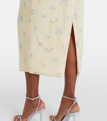 Lace-trimmed floral silk midi dress | Alessandra Rich