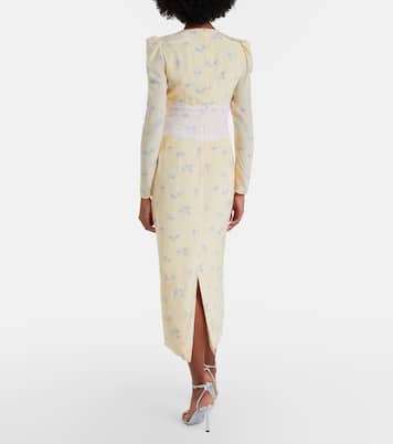 Lace-trimmed floral silk midi dress | Alessandra Rich