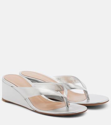 Sofia metallic leather wedge thong sandals | Gianvito Rossi