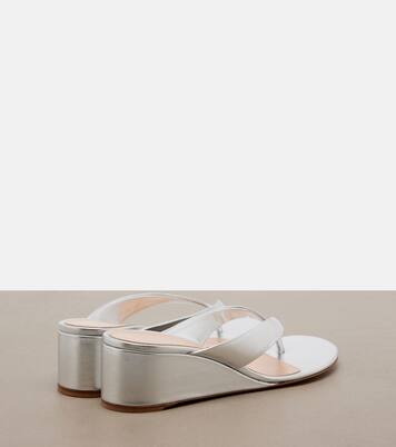 Sofia metallic leather wedge thong sandals | Gianvito Rossi