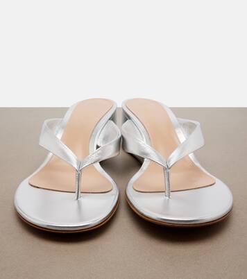 Sofia metallic leather wedge thong sandals | Gianvito Rossi
