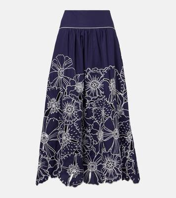 Embroidered floral cotton midi skirt | Farm Rio