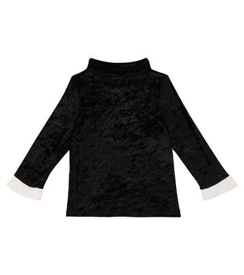Embroidered high-neck velour top | Mini Rodini