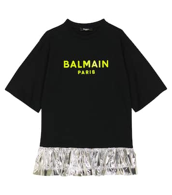 Robe t-shirt en coton à logo | Balmain Kids