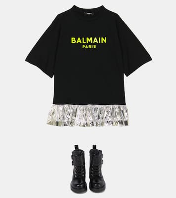 Robe t-shirt en coton à logo | Balmain Kids