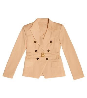 Double-breasted cotton blazer | Balmain Kids