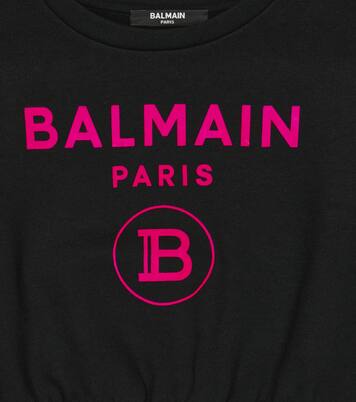Sweat-shirt raccourci en coton mélangé à logo | Balmain Kids