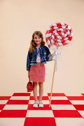 Checked cotton-blend tweed skirt | Monnalisa