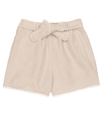 Embroidered linen and cotton shorts | Chloé Kids