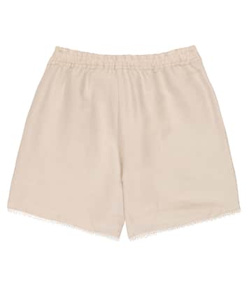 Embroidered linen and cotton shorts | Chloé Kids