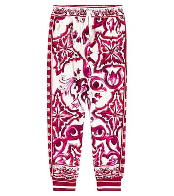 Majolica printed cotton sweatpants | Dolce&Gabbana Kids