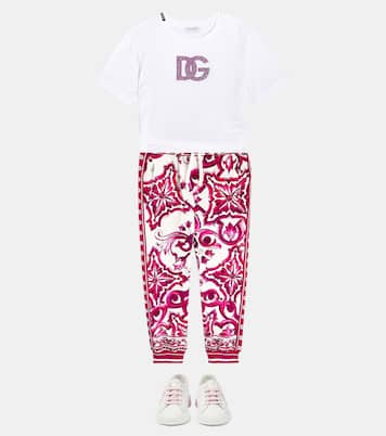 Majolica printed cotton sweatpants | Dolce&Gabbana Kids