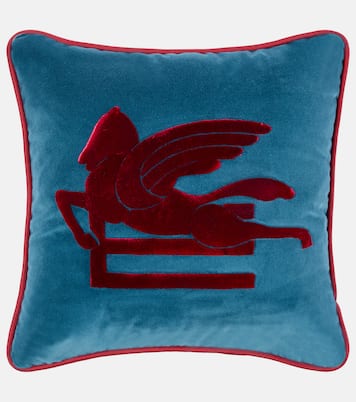 Embroidered cotton and velvet cushion | Etro