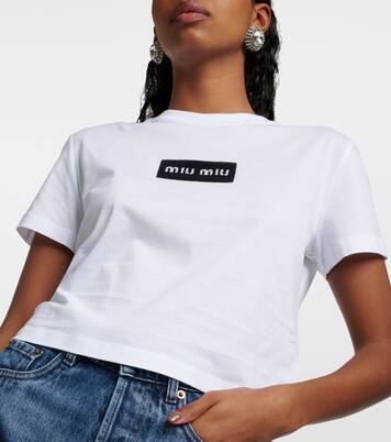 Logo cotton jersey T-shirt | Miu Miu